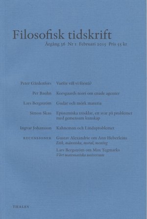 Lars Bergström (red.): Filosofisk tidskrift 1/2015