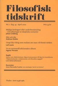 Jens Johansson (Red.) og Olle Risberg (Red.): Filosofisk tidskrift 2/2022