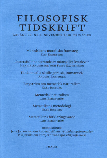 Omslag: Filosofisk tidskrift 4/2018