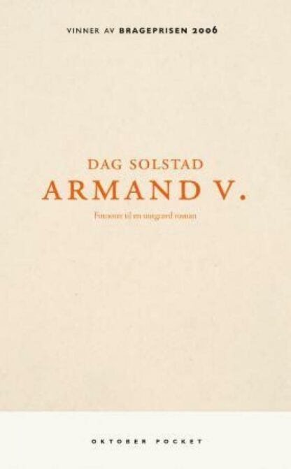 Omslag: Armand V. Fotnoter til en uutgravd roman