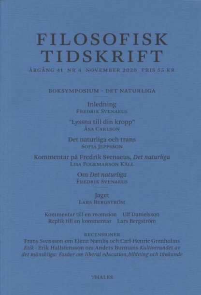 Omslag: Filosofisk Tidskrift 4/2020